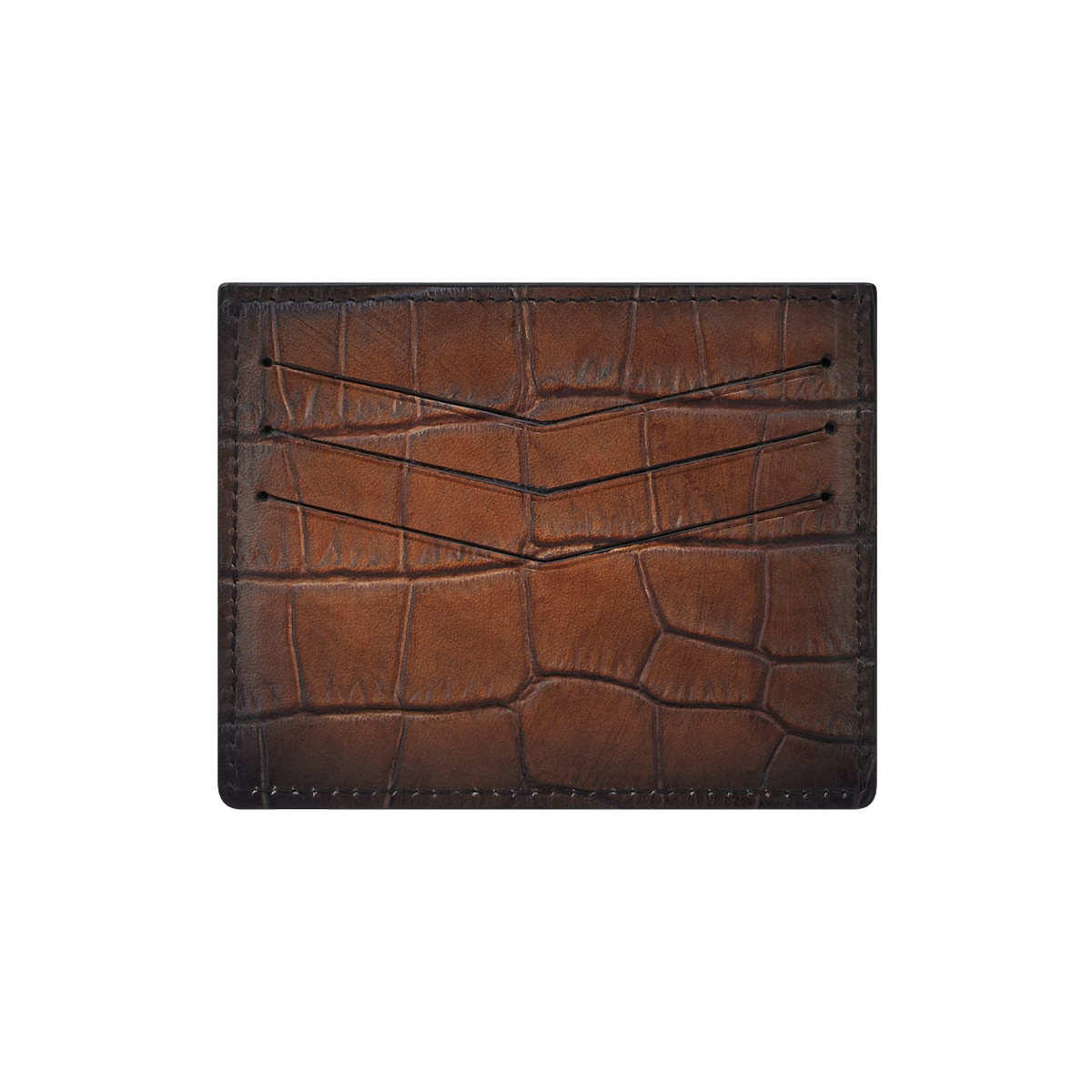 Чехол для кредитных карт Atelier 190476 Цвет Коричневый Патинированная кожа под крокодила, внутри гладкая кожа | S.T. Dupont